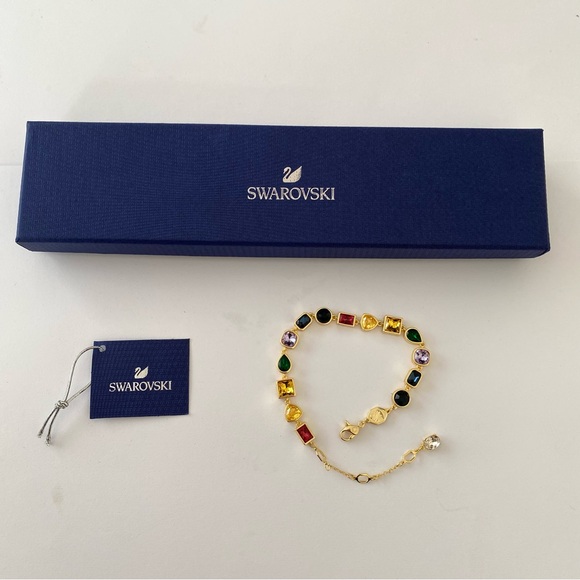 Swarovski Jewelry - New in Box $320 Swarovski Imber Multicolor Crystals Gold Tone Bracelet